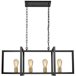 Kitchen Island Industrial Pendant Light, Licperron E26 Farmhouse Hanging Pendant 4-Lights Rustic Pendant Light Fixture for Kitchen Dining Room Bar Hotel