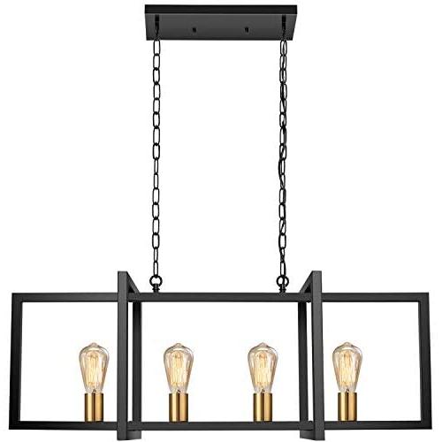 Kitchen Island Industrial Pendant Light, Licperron E26 Farmhouse Hanging Pendant 4-Lights Rustic Pendant Light Fixture for Kitchen Dining Room Bar Hotel