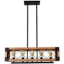Rustic 5-Light Wood Kitchen Island Light Modern Industrial Rectangular Dinning Room Chandelier Island Light
