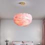 Maxax Feather Chandelier Pink Pendant Light Fixture with 3 Lights for Bedroom Kitchen Restaurant Living Room