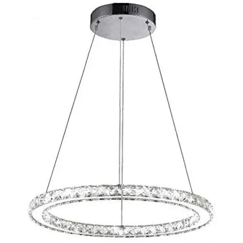 Modern Crystal Chandelier Lighting One Ring Adjustable LED Pendant-Light Dining Room Ceiling Light Fixtures-Yellow Light Source(7.9 7.9 in)