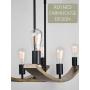 Kira Home Hazel 31.5'' 6-Light Large Rustic Farmhouse Kitchen Island Light Fixture, Curved Smoked Birch Wood Style Frame + Black Finish
