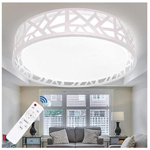 Flush Mount Ceiling Light Fixture, 15 Inch Ceiling Light for Bedroom, Ceiling Light with Remote Dimmable, 20W 3200 Lumens 3000K-6500K (3 Color Temperatures), Hallway LED Flush Light Fixture (White)