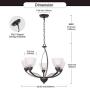 Lucidce Modern Chandelier 5-Light Lighting Fixtures Ceiling Hanging Lights Alabaster Glass Shades Oil Rubbed Bronze Pendant Light for Dining Room Living Room