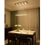 Moooni Modern Rectangle Crystal Chandeliers Rectangular Flush Mount Raindrop Ceiling Light Fixture for Dining Room Kitchen Island 10 Ligths L47''x W12''x H31.5''