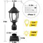 PARTPHONER Outdoor Post Light with Pier Mount Base, Waterproof Pole Lantern Light Fixture, Exterior Lamp Post Lantern Head with Clear Glass Panels for Garden, Patio, Pathway (6 Inch)