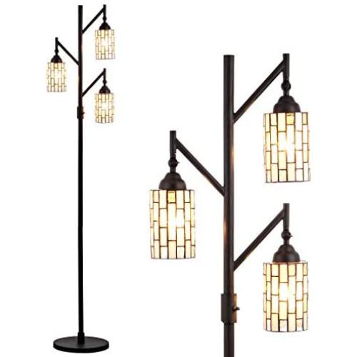 JONATHAN Y JYL8012A Lewis Style 71'' Multi-Light LED Floor Lamp, Tiffany, Traditional for Bedroom, Living Room, Bronze