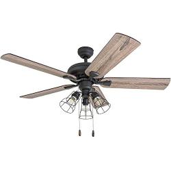 Prominence Home 50581-01 Lincoln Woods Farmhouse Ceiling Fan, 52'', Barnwood/Tumbleweed, Aged Bronze