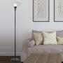Threshold Floor Lamp for Living Room by Light Accents - Traditional Standing Pole Light with Dome Glass Shade – Upward Torchiere 71.2'' Tall - (Bronze)