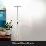 Brightech Sky Flux - Bright LED Torchiere Floor Lamp, for Your Living Room and Office - Halogen Lamp Alternative with 3 Light Options Incl. Daylight - Dimmable Modern Uplight - White
