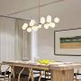 LAKIQ 16 Lights Hanging Island Lighting Fixture Gold Dining Room LED Chandelier Pendant Lighting with Molecular Opal Glass Shade for Dining Table Living Room Kitchen Island Bedroom