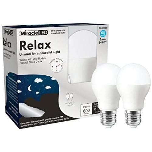 Miracle LED Nature’s Vibe Relax Sweet Dreams Nighttime LED Light Bulb (606902), 2-Pack Miracle LED Nature’s Vibe Relax Sweet Dreams Nighttime LED Light Bulb (606902), 2-Pack