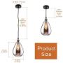 Gladfresit Industrial Pendant Lights for Kitchen Island, Modern Teardrop Glass Lighting Fixture Mirrored Brushed Nickel Adjustable, Medium-hanging Light for Coffee Table Dining Room(Bulb Not Included)