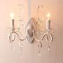 LAKIQ Indoor Wall Lighting Modern Crystal Wall Sconce European Style with Candle Shape Bedside Wall Lamp for Living Room Bedroom Dining Room (1-Light)