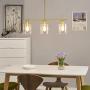 LeeZM Rustic Industrial Chandeliers Modern 3-Light Glass Shades Pendant Lighting Vintage Farmhouse Adjustable Wire Ceiling Light Hanging Lamp for Dining Rooms Bedrooms Living Room Kitchen Island Gold