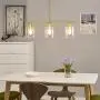 LeeZM Rustic Industrial Chandeliers Modern 3-Light Glass Shades Pendant Lighting Vintage Farmhouse Adjustable Wire Ceiling Light Hanging Lamp for Dining Rooms Bedrooms Living Room Kitchen Island Gold