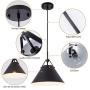 Modern Pendent Light Fixture with Leather and Iron Finish, 1-Light Hanging Light for Kitchen Island Dining Room Bedroom Living Room,UL Listed Wires,Black, by YIFI