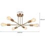 Mid Century Modern Sputnik Chandeliers Light Fixtures,Brushed Brass Semi Flush Mount Ceiling Lighting 6-Light,God Pendant Lighting for Dining & Living Room, Bedroom and Kitchen