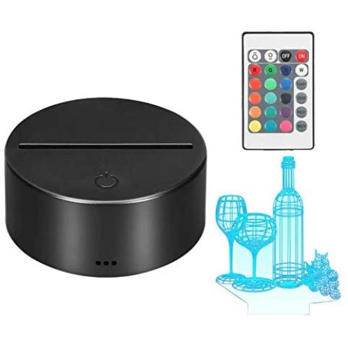 EEEKit 3D Night LED Light Lamp Base + 1 Wine Bottle Acrylic+ Remote Control + USB Cable Adjustable 16 Colors Decorative Lights for Birthday Gift Bedroom Child Room Valentine Living Room Bar