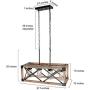 LOG BARN Farmhouse Chandelier, Kitchen Island Lighting in Rustic Wood and Metal Finish with Clear Glass Shades, 27.5'' Rectangular Chandelier for Dining Room