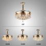 Crystal Chandelier Ceiling Fan Lights, 42 Inch Modern Ceiling Fan with Light and Remote, Invisible Crystal Chandelier with Retractable Ceiling Fan for Living Dining Room Bedroom(Gold)