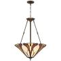 Karmen Bronze Pendant Chandelier 21'' Wide Tiffany Style Abstract Petal Pattern Art Glass Shade 3-Light Fixture for Dining Room House Island Entryway Bedroom Living Room - Robert Louis Tiffany