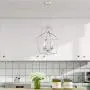 MOTINI 4-Light Silver Lantern Pendant Light Polished Nickel Finish Hanging Light Fixture Geometric Chandelier with Adjustable Chain Metal Cage Pendant Lighting for Kitchen Island Dining Room Foyer