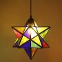 12 Inch Tiffany Style Moravian Star Pendant Lamp Creative Textured Glass Art Shade Hanging Lamp for Dining Room Living Room Cafe Tall Gift,Fivecolors