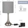 HAITRAL Modern Table Lamps - Small Nightstand Lamps Set of 2, Bedside Desk Lamps for Bedroom, Office, Living Room, Silver