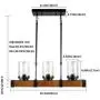 PUZHI HOME Modern Kitchen Island Pendant Light, 3 Lights Wooden Light Fixture Farmhouse Chandelier Rustic Dining Room Light for Kitchen Farmhouse Dining Room Living Room Barn
