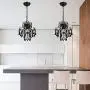 Q&S Mini Crystal Chandelier, Modern Black Small Chandelier, for Hallway, Entryway, Bedroom, Foyer, Bathroom, Kitchen, W11.8'',1 Light E26.
