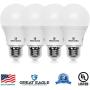 Great Eagle A19 LED Light Bulb, 9W (60W Equivalent), UL Listed, 5000K (Daylight), 750 Lumens, Non-dimmable, Standard Replacement (4 Pack)
