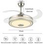 Modern Ceiling Fan Retractable Blades with Light and Bluetooth Speaker Smart Ceiling Fans Lights 3 Color Change Invisible Ceiling Chandelier Fan with Remote 6 Speeds for Bedroom Living Room 42'' Silver