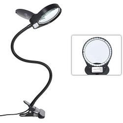 Tomshine Magnifying Glass Lamp 3X 10X,Stepless Dimmable LED Magnifying Lamp with Dust Cover Metal Clamp,Adjustable LED Magnifier with Light and Stand for Crafts Reading Workbench Close Work