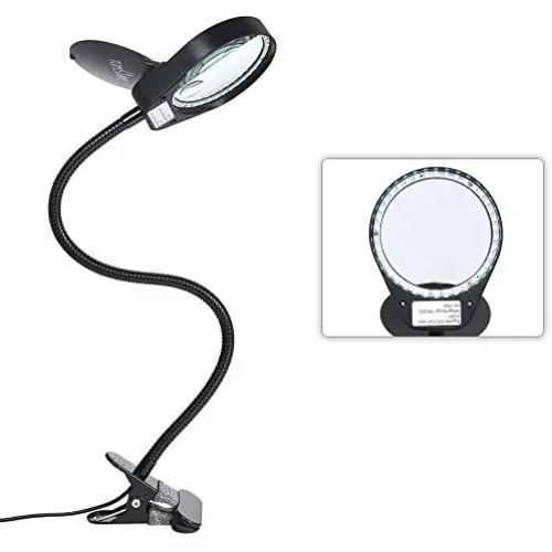 Tomshine Magnifying Glass Lamp 3X 10X,Stepless Dimmable LED Magnifying Lamp with Dust Cover Metal Clamp,Adjustable LED Magnifier with Light and Stand for Crafts Reading Workbench Close Work Tomshine Magnifying Glass Lamp 3X 10X,Stepless Dimmable LED Magnifying Lamp with Dust Cover Metal Clamp,Adjustable LED Magnifier with Light and Stand for Crafts Reading Workbench Close Work