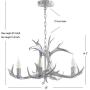 JONATHAN Y JYL6301C Eldora 26'' Adjustable Resin Antler 4-Light LED Chandelier Glam,Rustic,Cottage Dimmable, for Dining Room, Foyer, Bedroom, Silver