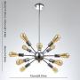 mirrea Sputnik Chandelier Vintage Edison Light Fixture Industrial Starburst Lighting with 12 Lights Chrome Finished Metal