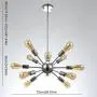 mirrea Sputnik Chandelier Vintage Edison Light Fixture Industrial Starburst Lighting with 12 Lights Chrome Finished Metal