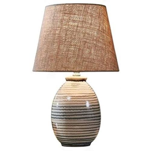 Distinctive E27 Threaded Table Lamp Fabric Lampshade Bedside Lamp Bedroom Living Room Study Eye Protection Reading Lamp Home decoration (Color : Beige,  specification : Remote control switch)
