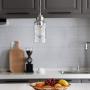 DEWENWILS Pendant Lights Plug in, Water Ripple Glass Shade, Plug in Hanging Light Fixture for Kitchen Island, Living Room, Bedroom, Dinning Hall, 15FT Brushed Nickel Cord with On/Off Switch