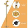 Tangkula 3-Light Floor Lamp, 64” Mid Century Modern 3 Light Tree, Standing Tall Pole Lamp with 3 LED Bulbs and Adjustable Heads, Reading Light for Living Room & Bedroom, 360 Lighting (Antique Brass)