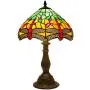 Tiffany Table Lamp W12H18 Inch Green Yellow Stained Glass Shade Crystal Bead Dragonfly Style Anqitue Desk Light S009G WERFACTORY Lamps Living Room Bedroom Coffee Bar Office Study Bedside Craft Gifts