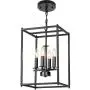 Oldiron 4 Light Rectangle Chandelier,Industrial Square Cage Chandelier Kitchen Island Ceiling Light Fixture for Entryway Bar Hallway Dining Room