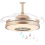 36 inch Retractable Ceiling Fan with Light and Bluetooth Speaker, 3 in 1 Invisible Blades Chandelier Fans with 7 Colorful LED Light for Dining/Living Room Bedroom