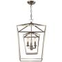 Decomust 17'' Lantern Pendant Light Industrial Vintage Lantern Iron Cage Hanging with 3-Light, Chandelier for Traditional Dining Room Bar Cafe (Chrome)