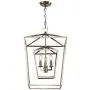 Decomust 17'' Lantern Pendant Light Industrial Vintage Lantern Iron Cage Hanging with 3-Light, Chandelier for Traditional Dining Room Bar Cafe (Chrome)