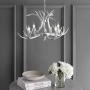 JONATHAN Y JYL6301C Eldora 26'' Adjustable Resin Antler 4-Light LED Chandelier Glam,Rustic,Cottage Dimmable, for Dining Room, Foyer, Bedroom, Silver