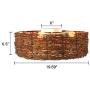 KWOKING Rustic Woven Light Fixture Modern Design Natural Material 3 Lights Flush Mount Ceiling Light with Drum Shape Rattan Ceiling Light for Dining Room,Bedroom, Entry 19.69inch