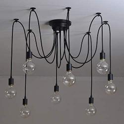 NOXARTE Ceiling Spider Lamp Industrial Hanging Pendant Light Adjustable Wire Indoor Lighting Fixture for Bedroom Living Room 8 Lights