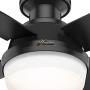 Hunter Dempsey Low Profile Indoor / Outdoor Ceiling Fan with LED Light and Remote Control, 44'', Matte Black